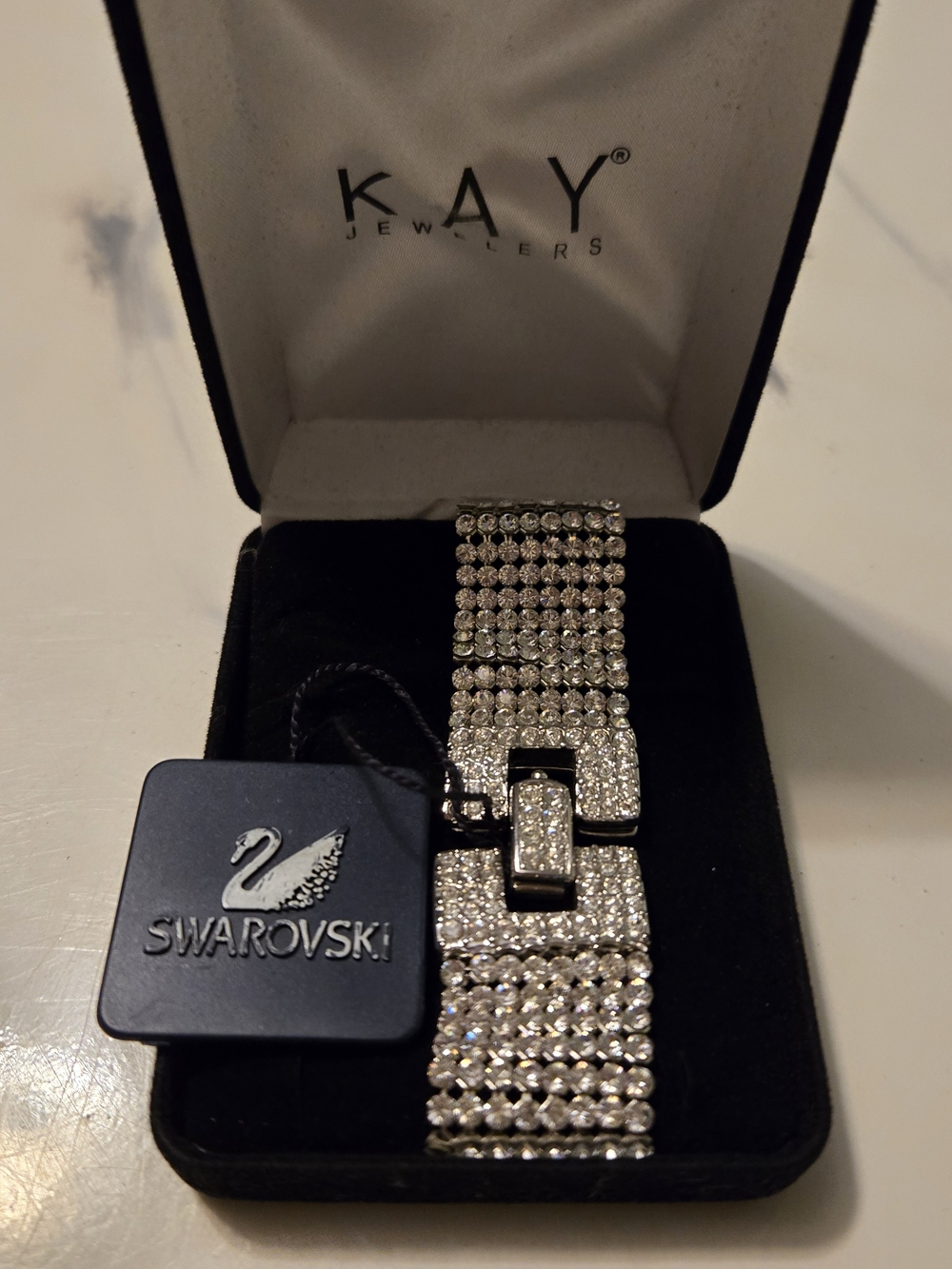 Swarovski Clear Crystal Multi-Row Silver Bracelet - Picture 2 of 3